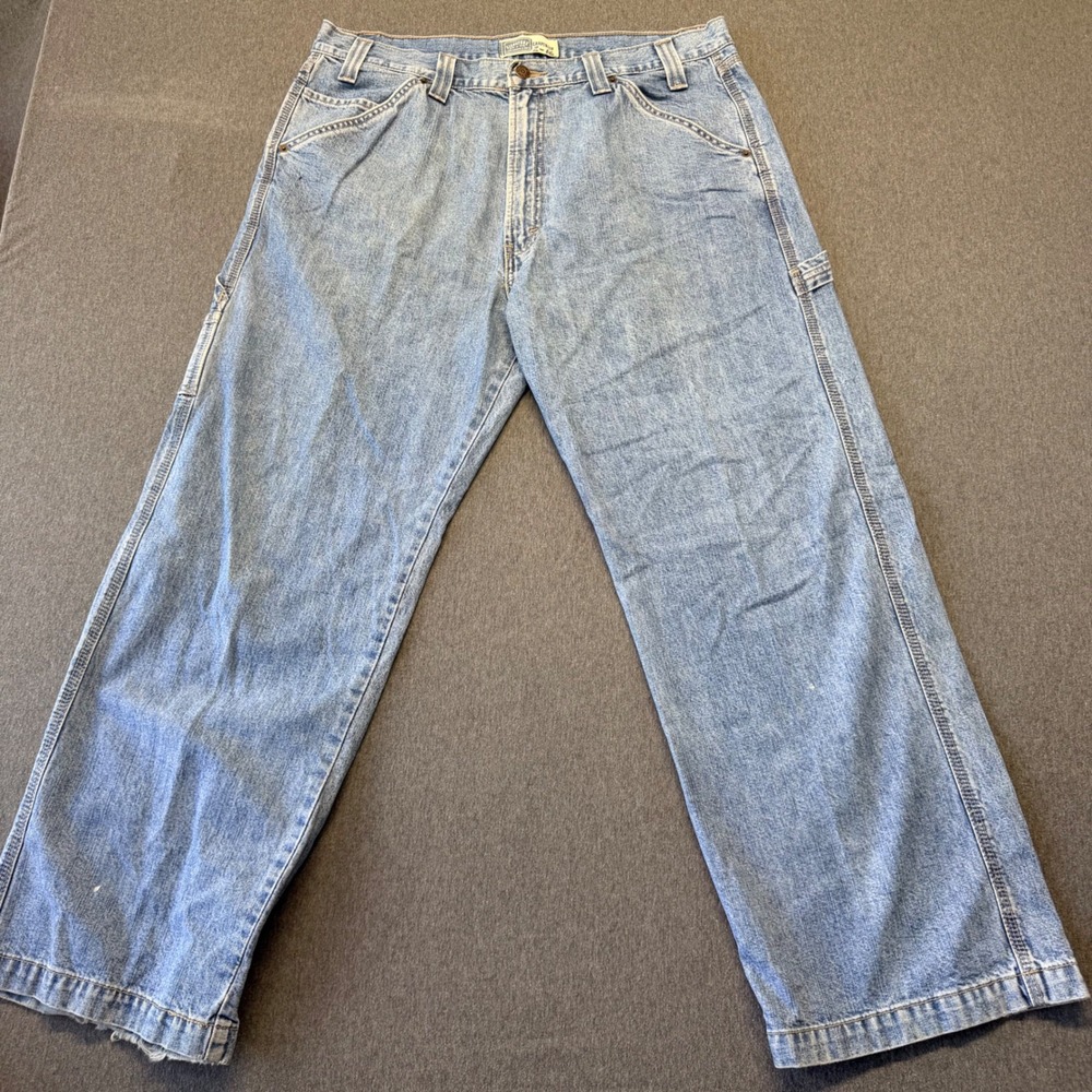 Signature by Levi Strauss Mens Carpenter Jeans Light Wash Blue 36x30 Workwear